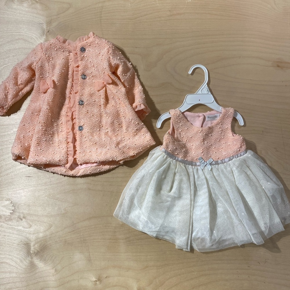 Nannette Baby Peach and White Outfit 3-6M (PE)